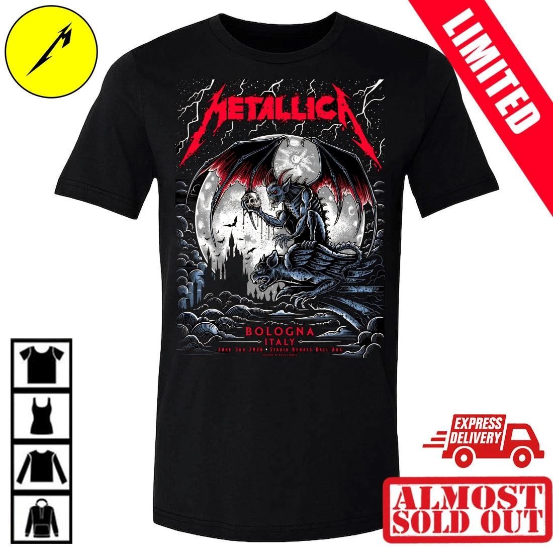Metallica M72 World Tour Bologna 2026 Pop-Up Shop Concert Tee