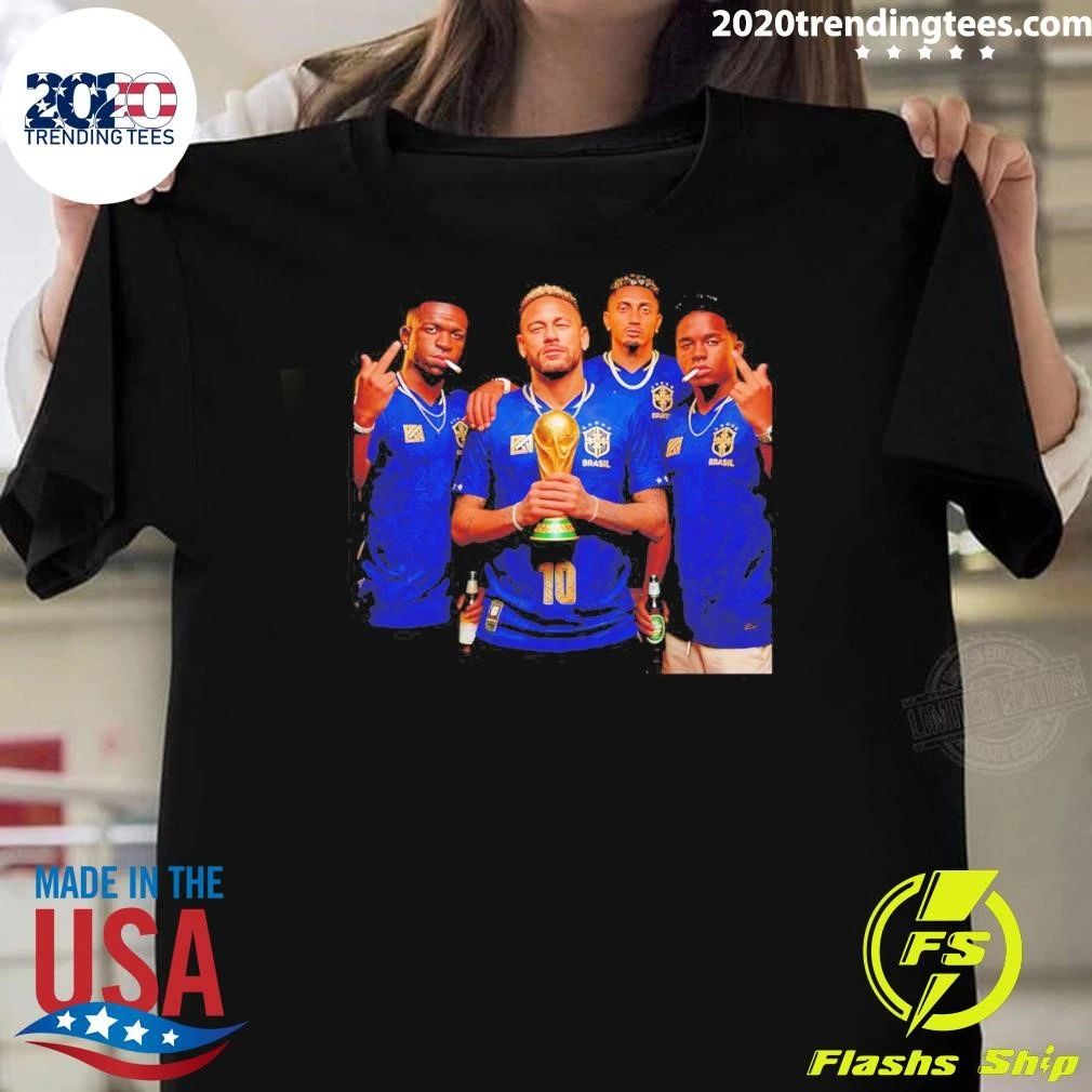 Brazil Fc Players Holding Trophy Shirt