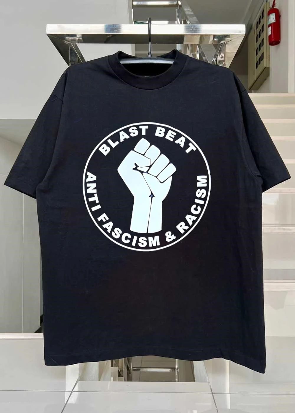 Blast Beat Anti Fascism and Racism Fist Protest T-Shirt