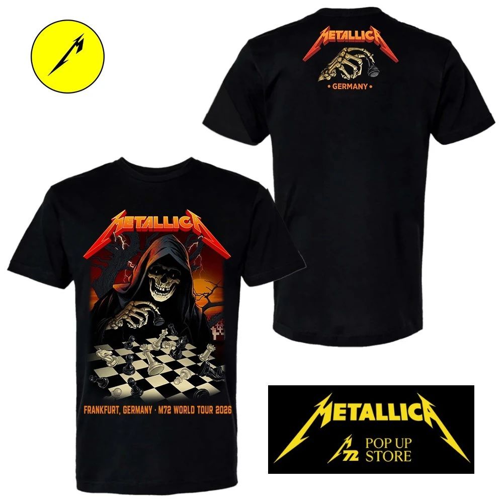 Metallica M72 Frankfurt Pop Up Shop Limited Art Edition By Vance Kelly At Deutsche Bank Park In Frankfurt DE On May 22 24 2026 Master Of Pieces Two Sided Shirt