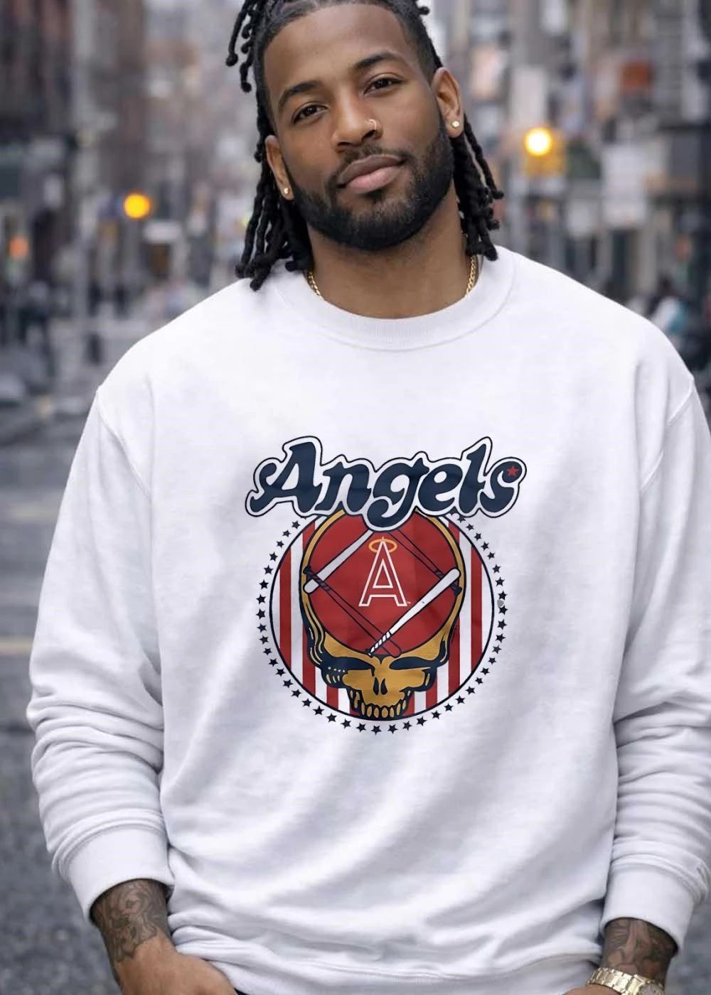 Los Angeles Angels Grateful Dead Steal Your Face Baseball T-Shirt