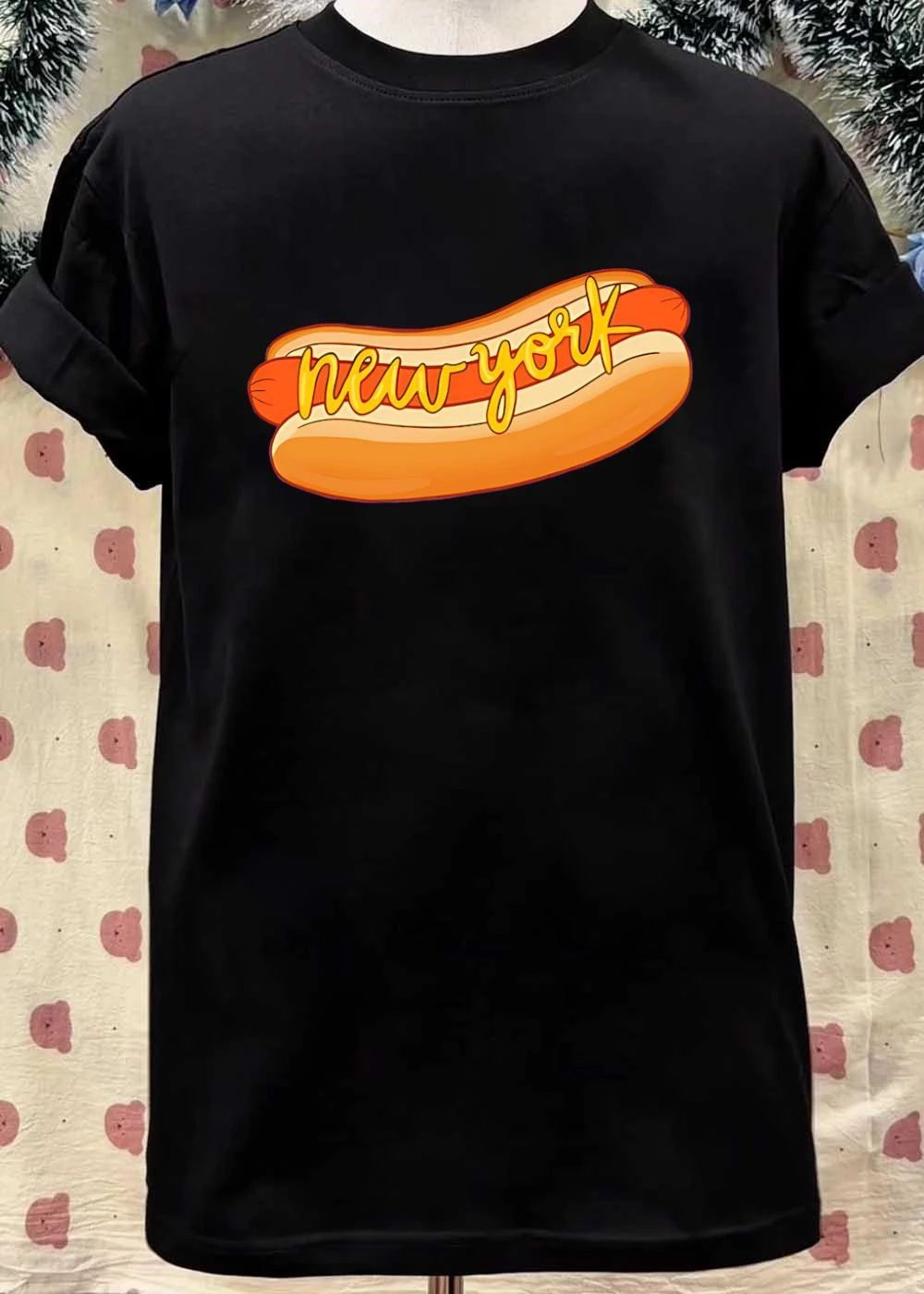 New York Hot Dog Graphic Print T-Shirt