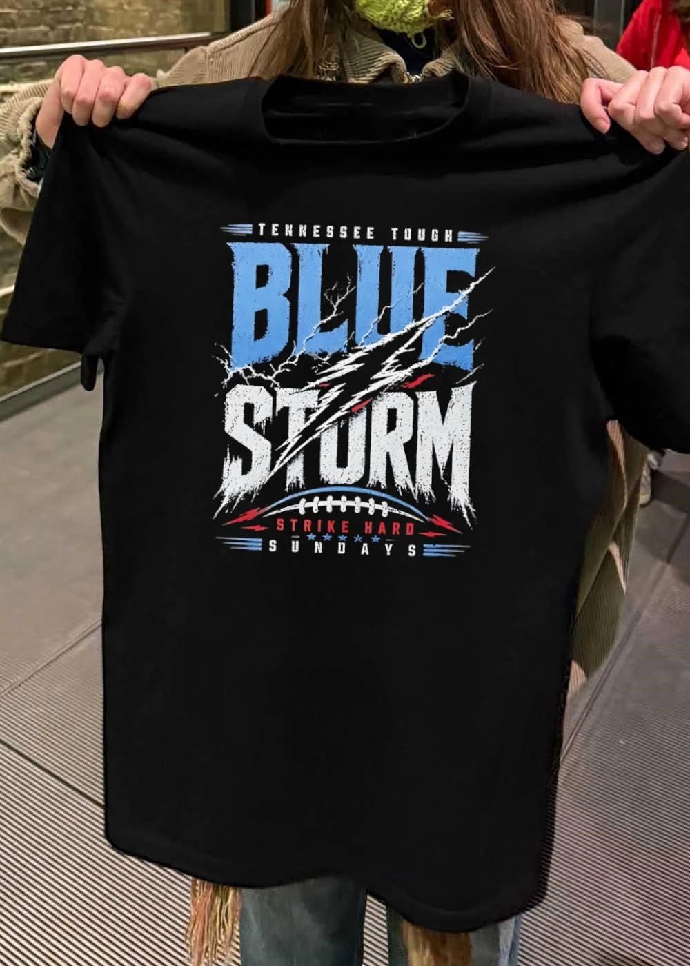 Tennessee Tough Blue Storm Strike Hard Sundays Football T-Shirt