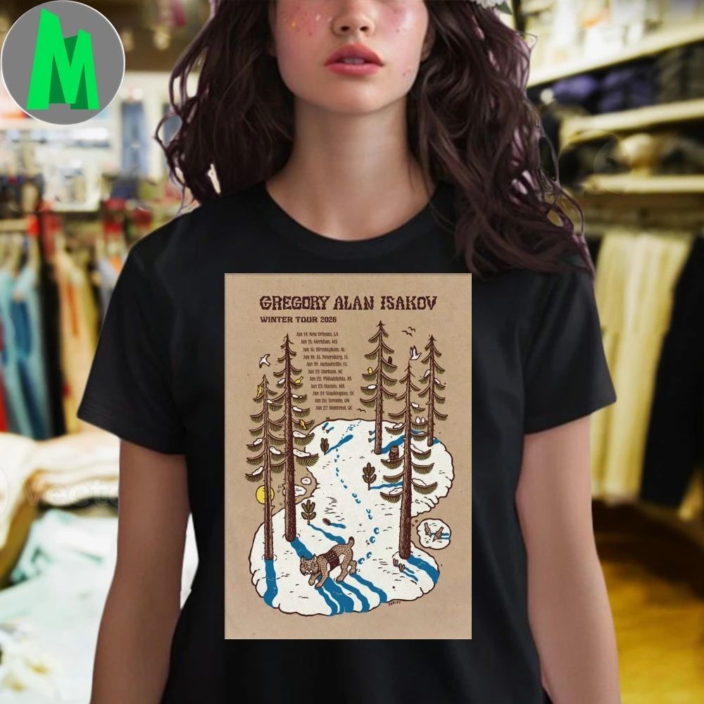 Original Gregory Alan Isakov Winter Tour 2026 Poster T-Shirt