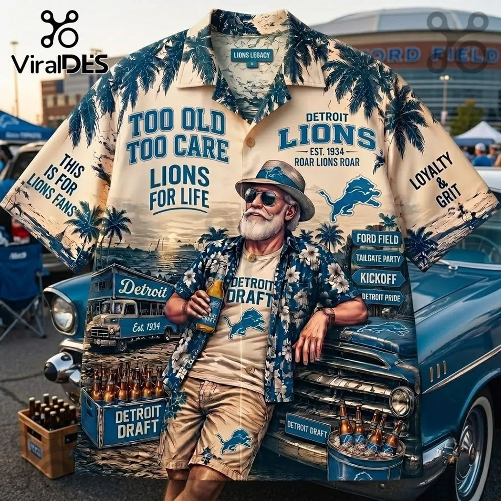 Detroit Lions Tropical Pattern Hawaiian Shirt