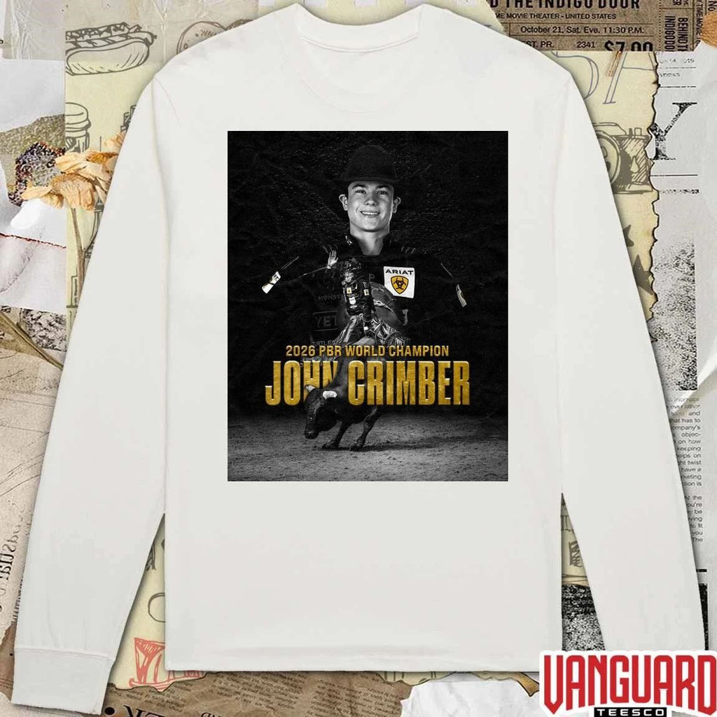 John Crimber 2026 PBR Professional Bull Riders World Champion Poster t-shirt