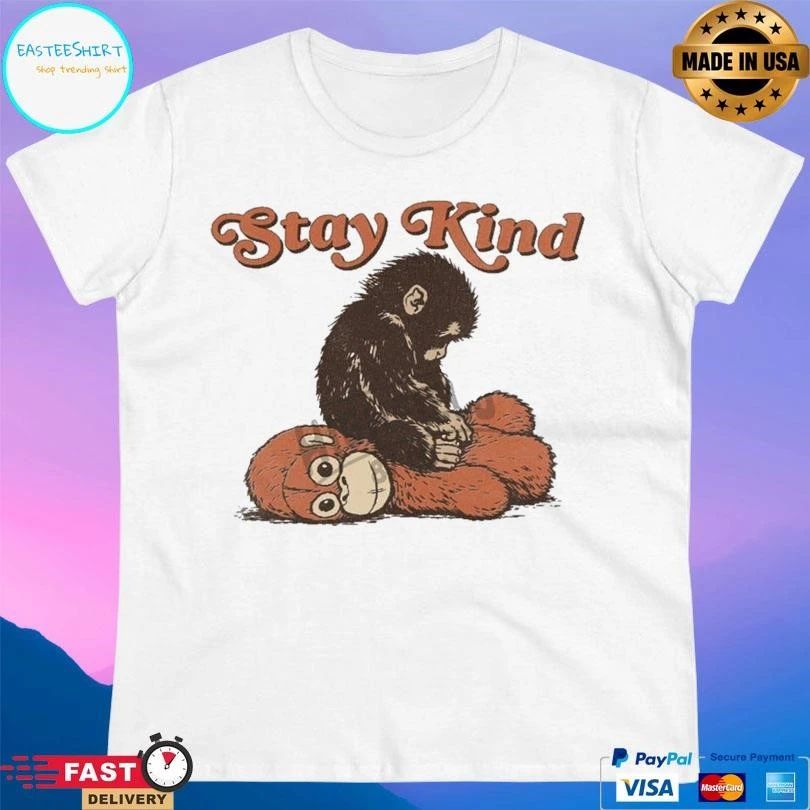 Stay Kind Punch Baby Monkey Emotional Plush Toy Viral Emotional T-shirts