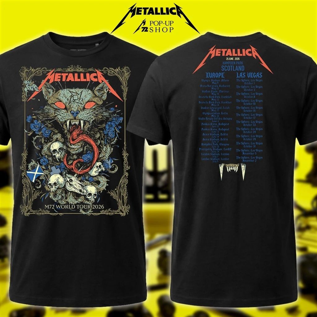 Wolf Skull Jack Metallica Pop-Up T-Shirt Glasgow, Scotland 25th June 2026 M72 World Tour 2026 Europe Vegas