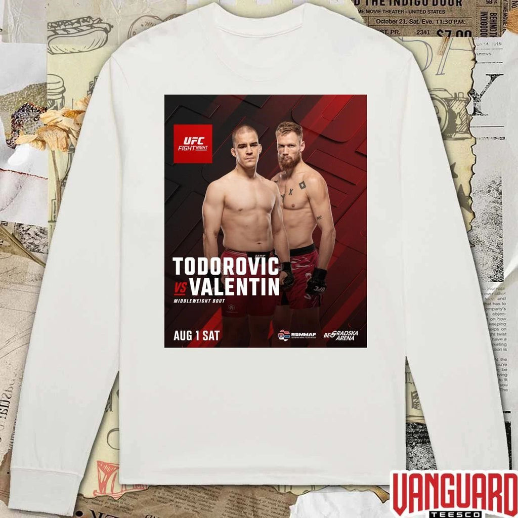 UFC Fight Night Todorovic Vs Valentin Middleweight Bout August 1 2026 Poster t-shirt