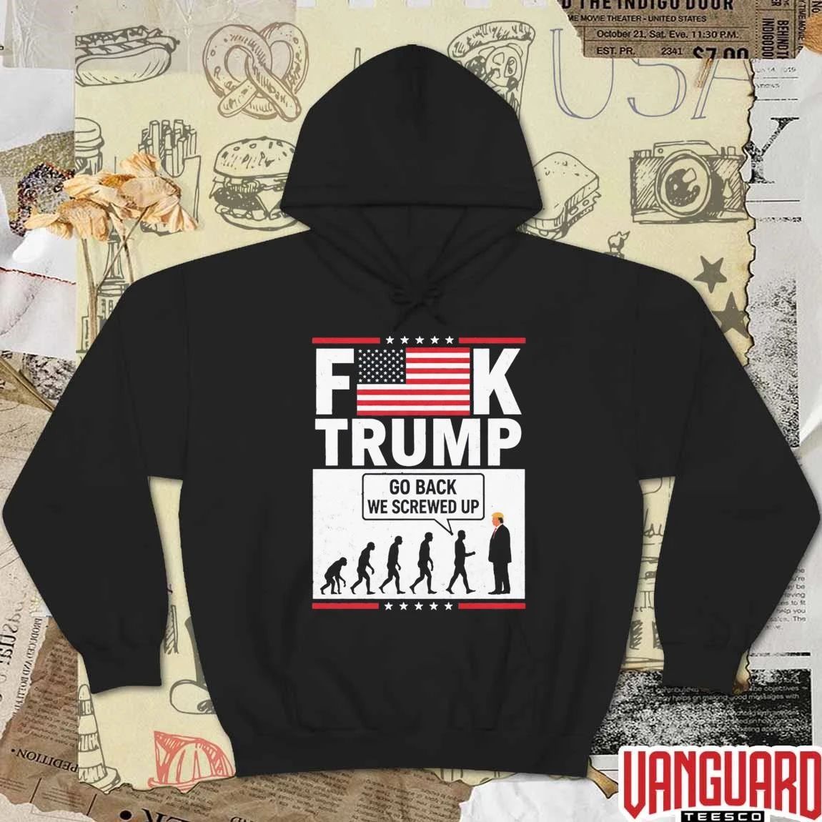 Stephen Colbert Wearing FK Trump Go Back We Screwed Up USA Flag t-shirt