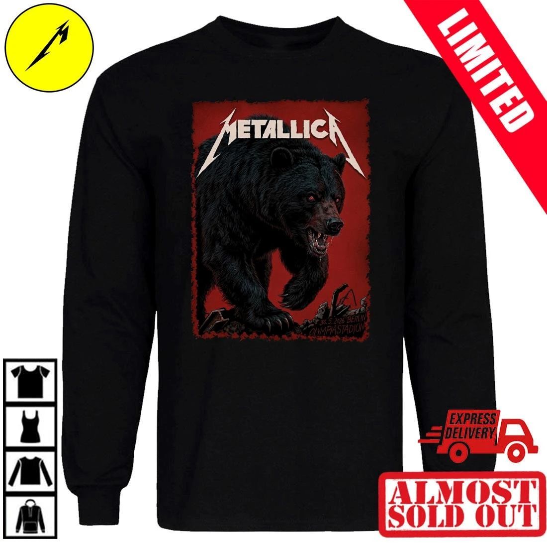 Metallica Berlin 2026 Concert T-Shirt Olympiastadion Pop-Up Shop