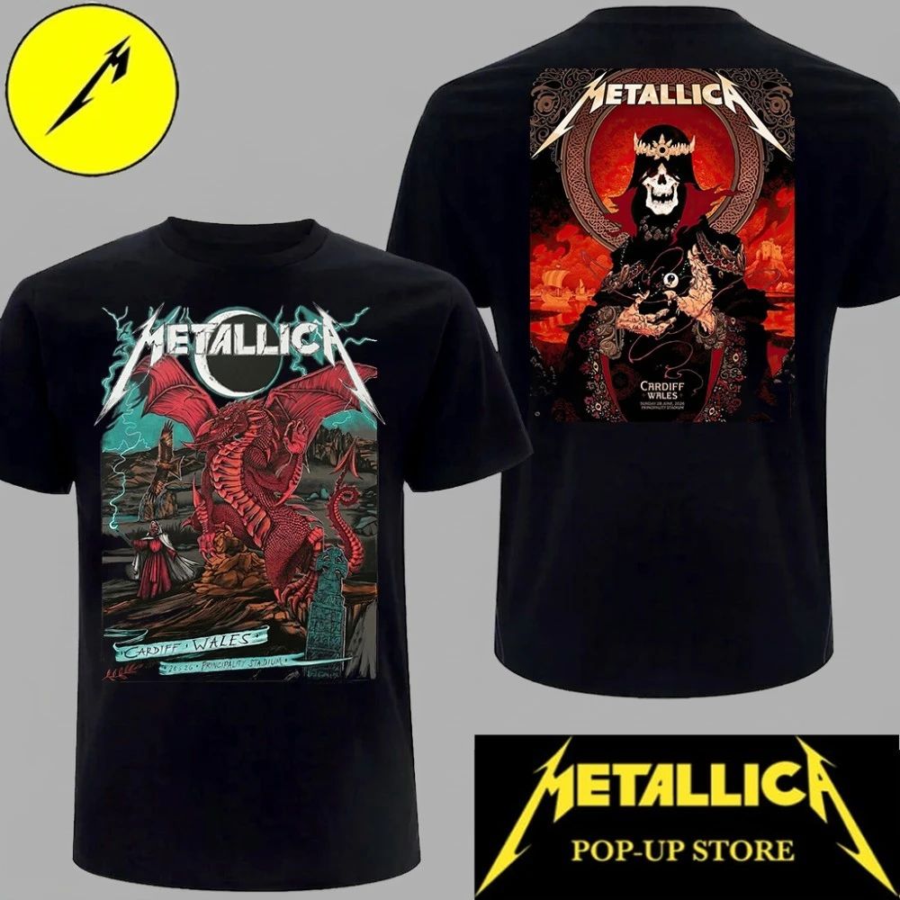 Metallica Cardiff 2026 Celtic Skull King combine Red Dragon Event T-Shirt