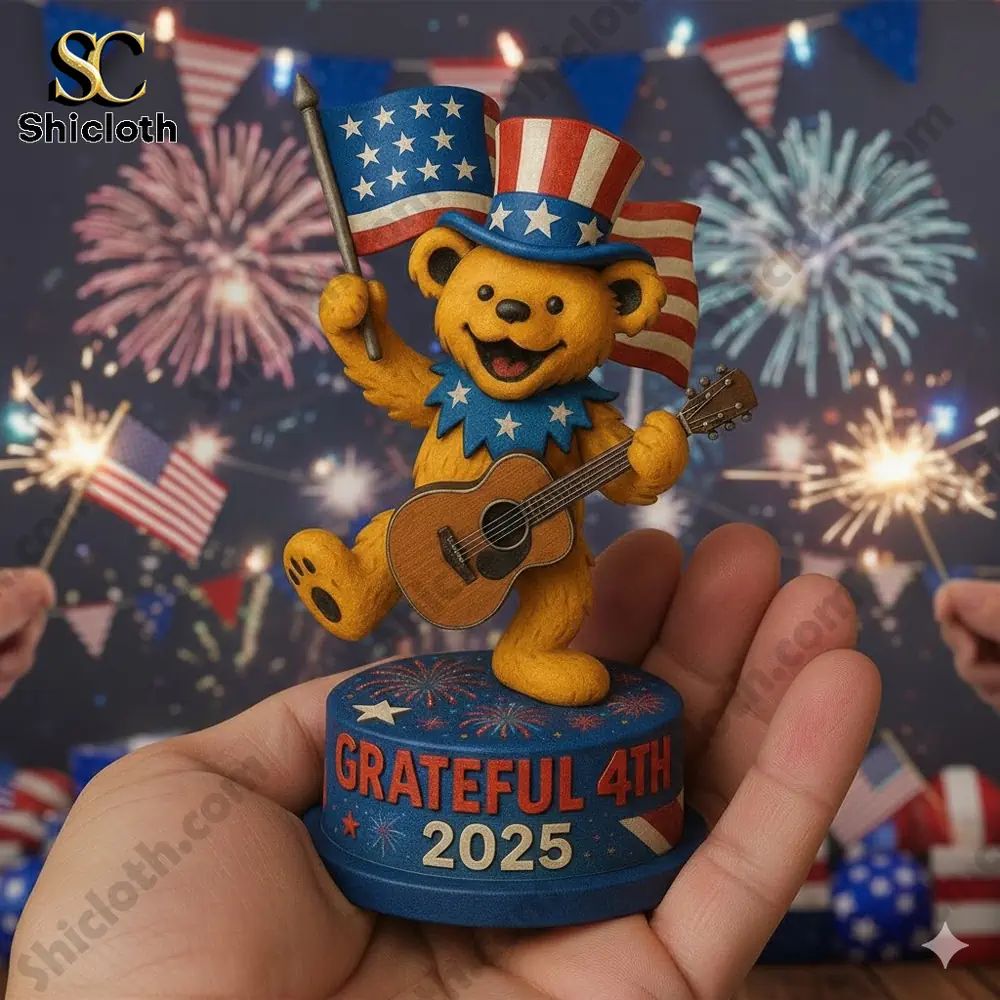 Grateful Dead Patriotic Bear Desktop Figure Pop Doll