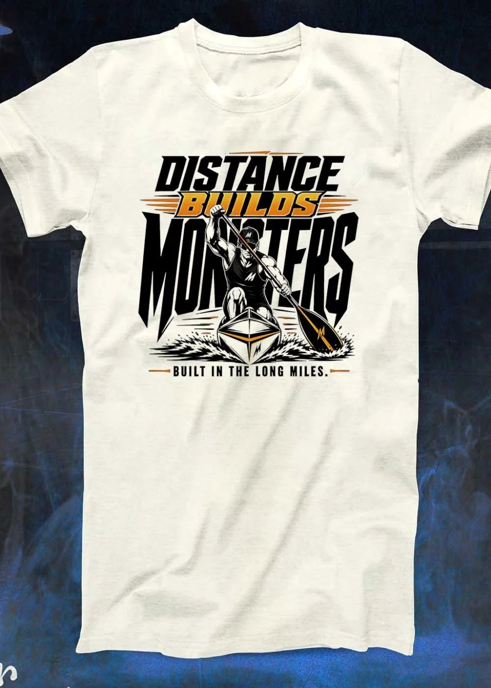 Distance Builds Monsters Paddling Kayaking Athlete M-Logo Built in the Long Miles 2026 Race Prep Shirt