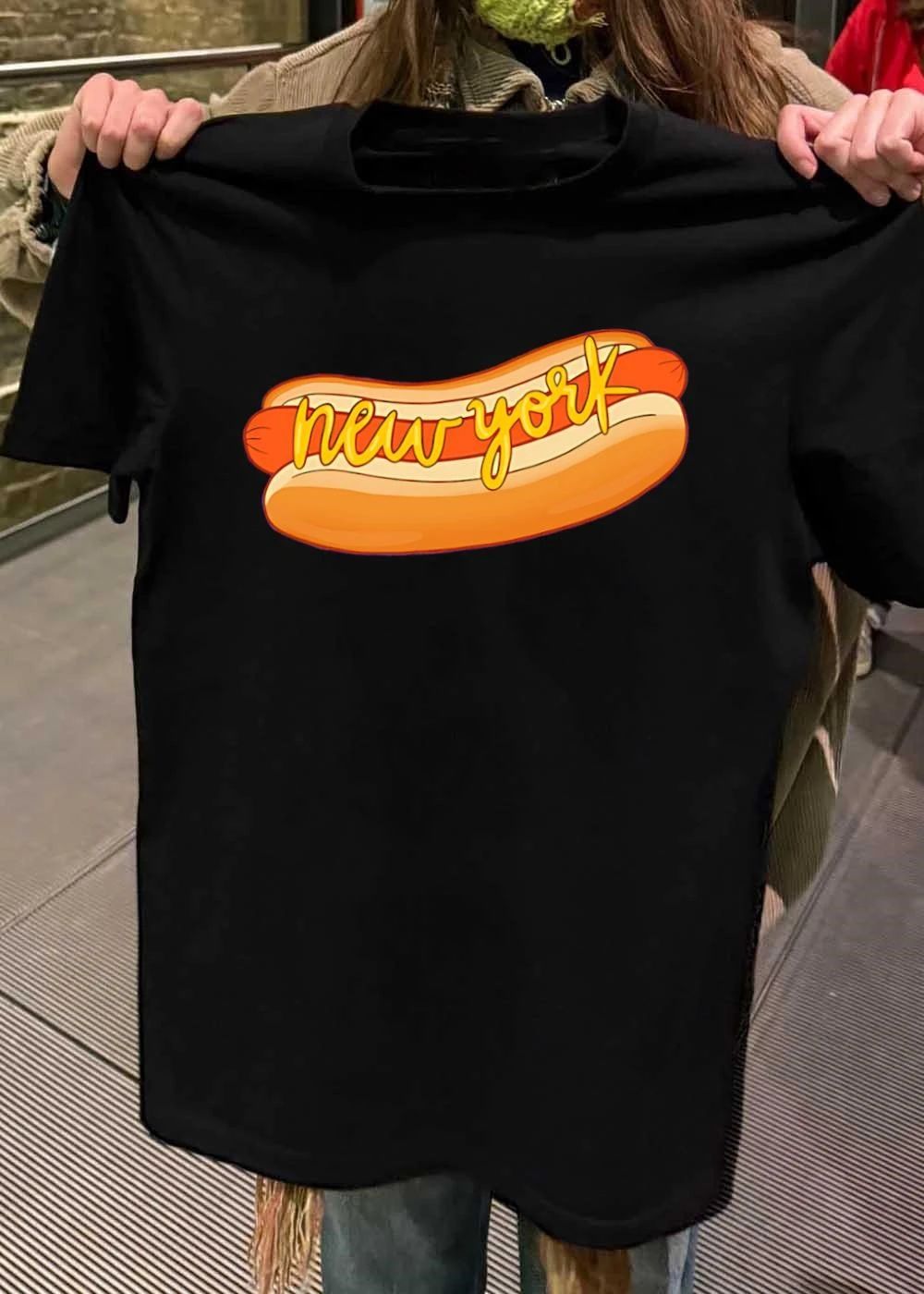 New York Hot Dog Graphic Print T-Shirt