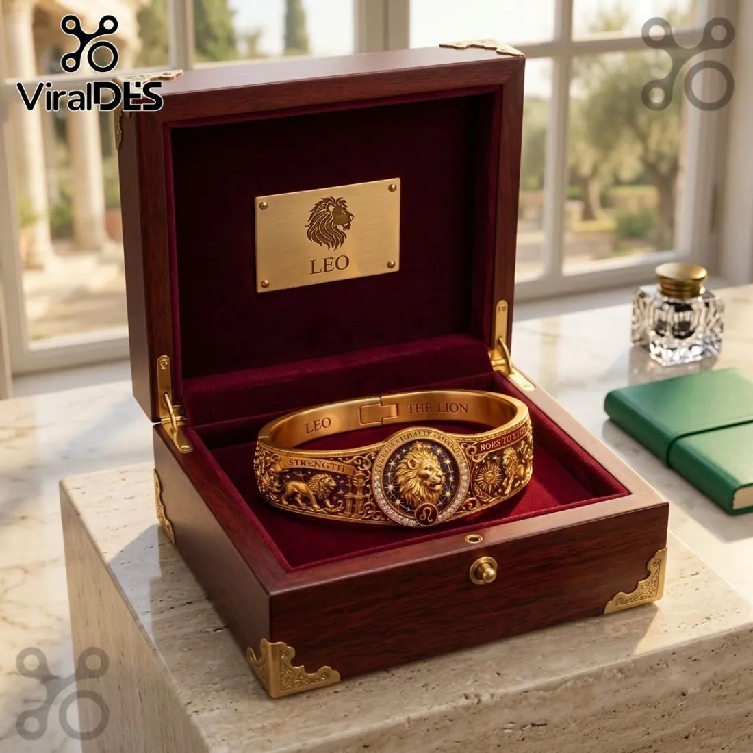 Lion Strength Horoscope Gold Bracelet