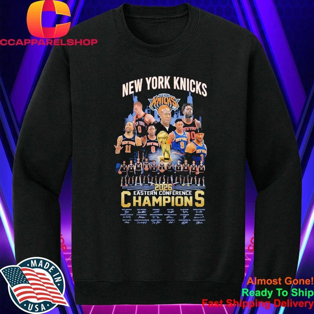 NY Knicks 2026 Eastern Conference Champions Roster Signatures Shirt