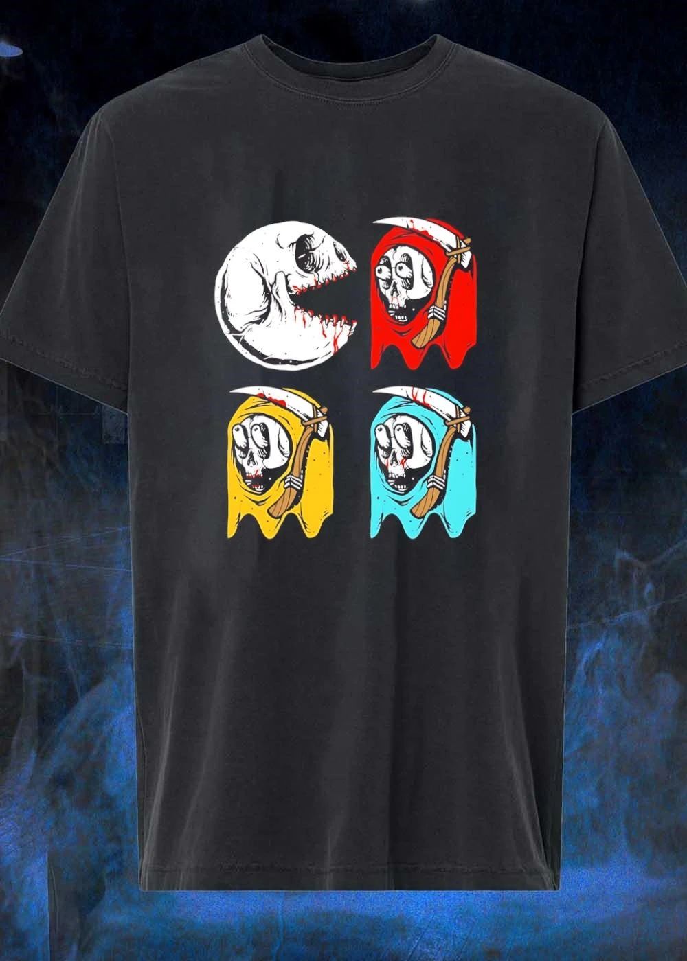 Pac Man Skeleton Skull Ghost Grim Reaper shirt