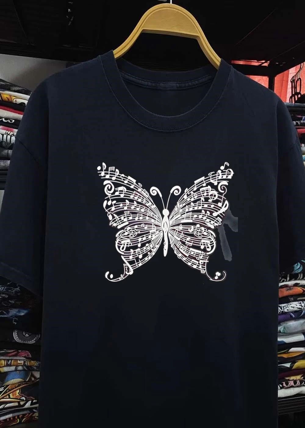 Musical Notes Abstract Art Musical Butterfly Shirt
