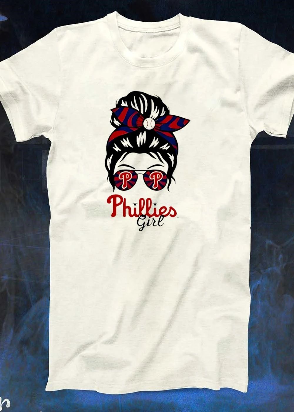 Philadelphia Phillies Girl Messy Bun Glasses shirt