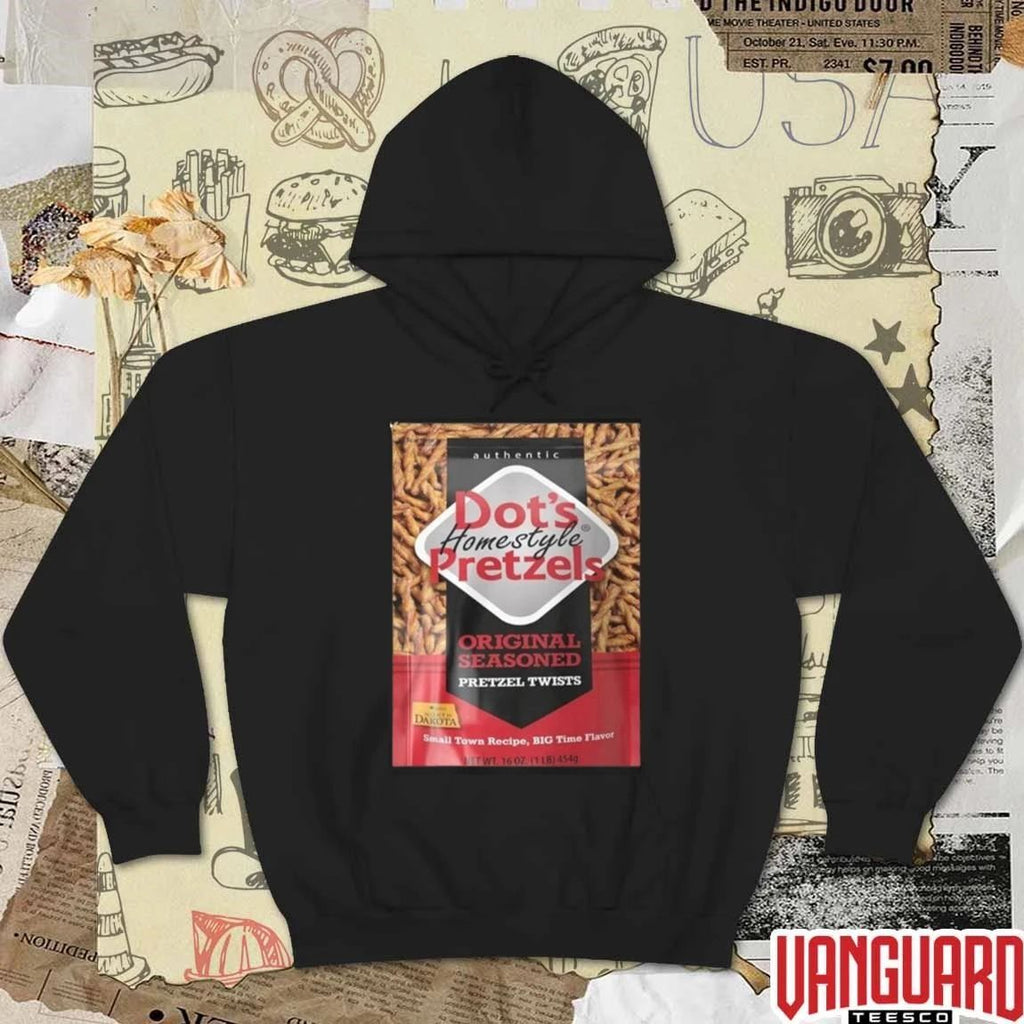 Dot’s Homestyle Pretzels Seasoned Pretzel Twists Small Town Story Big Time Flavor t-shirt