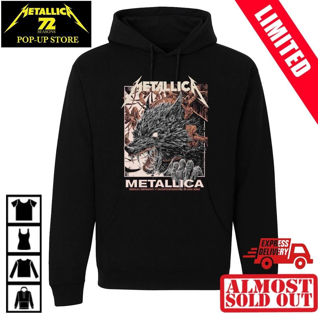 Berlin Metallica T-Shirt 30. Mai 2026 – Olympiastadion Official Pop-Up Shop – M72 Tour Collin Estrada