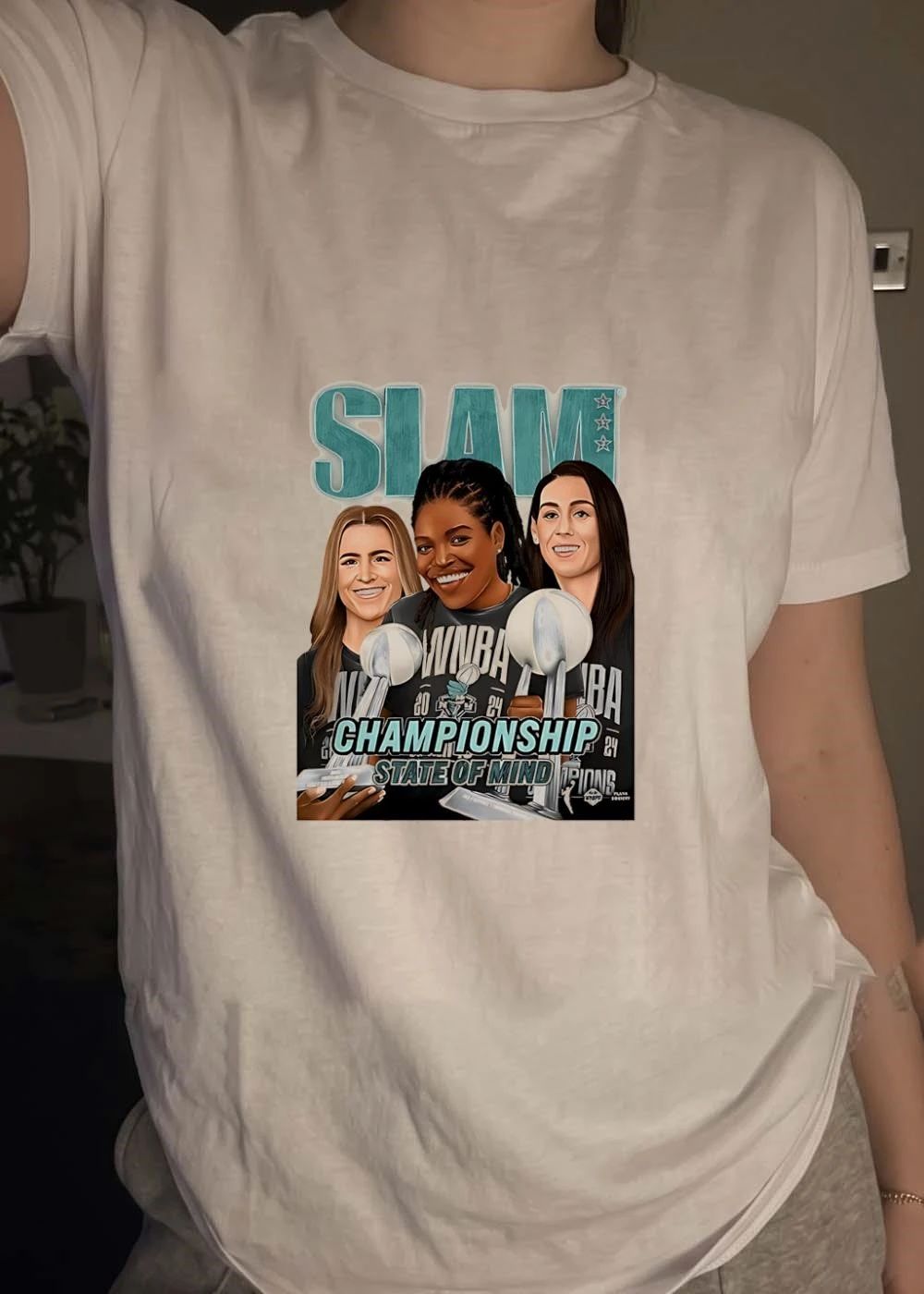 SLAM Magazine WNBA Players Holding Championship Trophy Championship State of Mind Las Vegas Aces T-Shirt