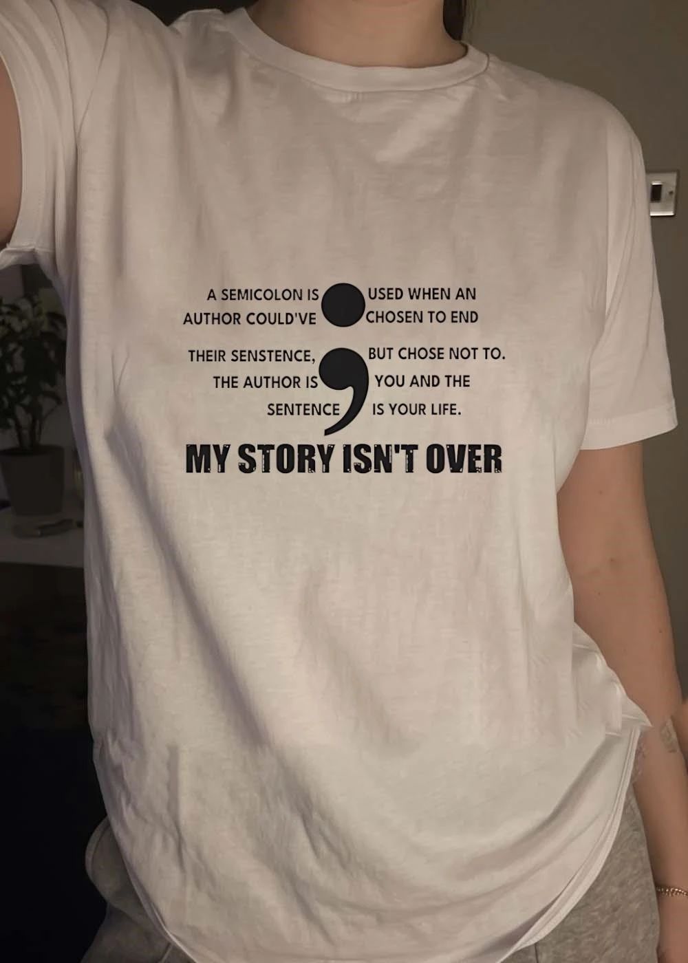 A semicolon is used when an author couldve chosen to end their senstence shirt