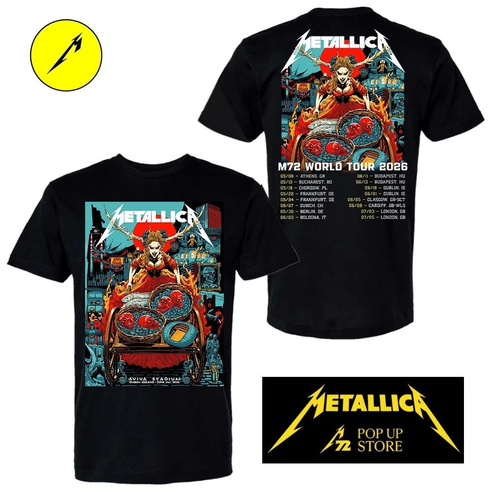 Metallica Dublin 2026 T-Shirt – June 21 2026 Aviva Stadium Ireland – Pop Up Store Limited Edition by Mick Cassidy