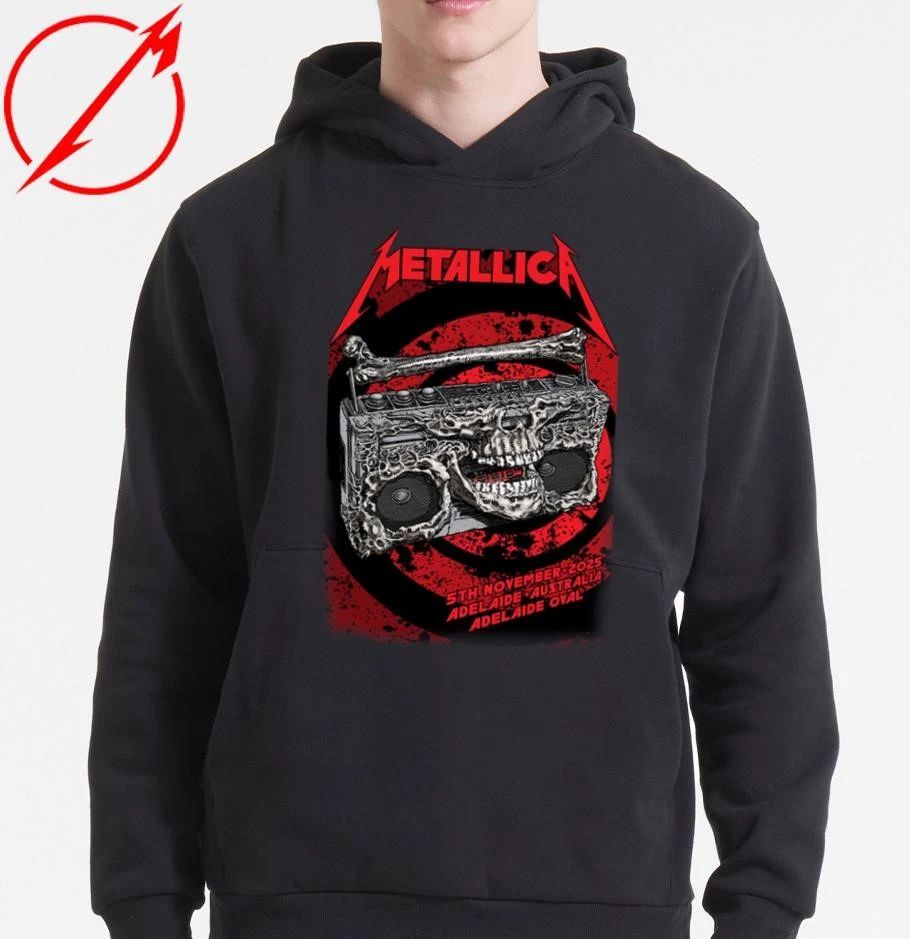 Metallica M72 Adelaide Australia 2025 Venue Poster At Adelaide Oval On November 5 2025 Skeleton Radio Boombox From Hell T-Shirt