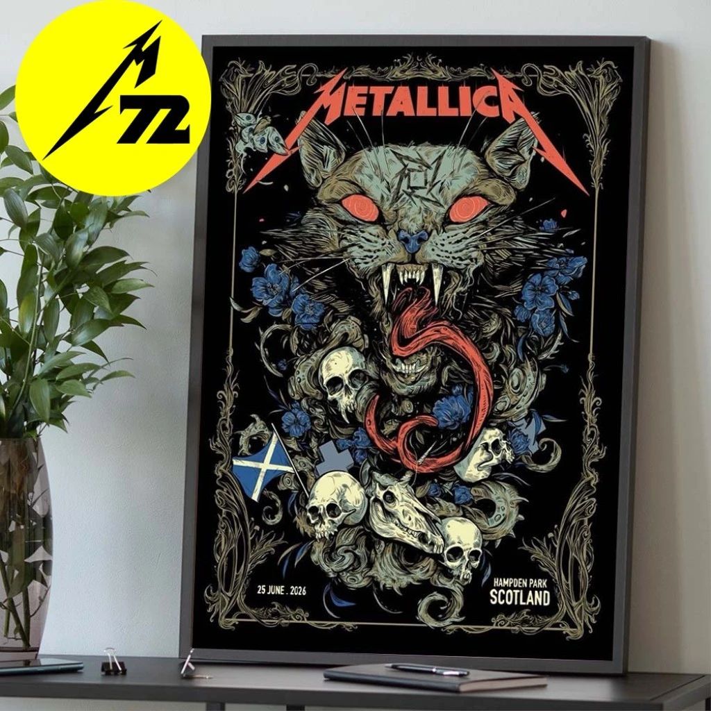 Metallica M72 Glasgow Limited Edition Poster At Hampden Park In Glasgow Scotland On June 25 2026