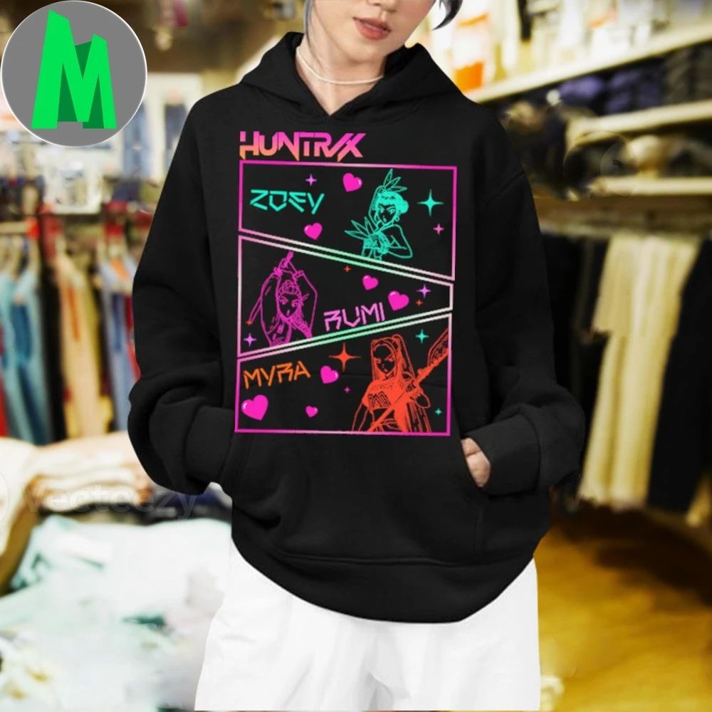 Huntrix girl band members color outline kpop groups shirt