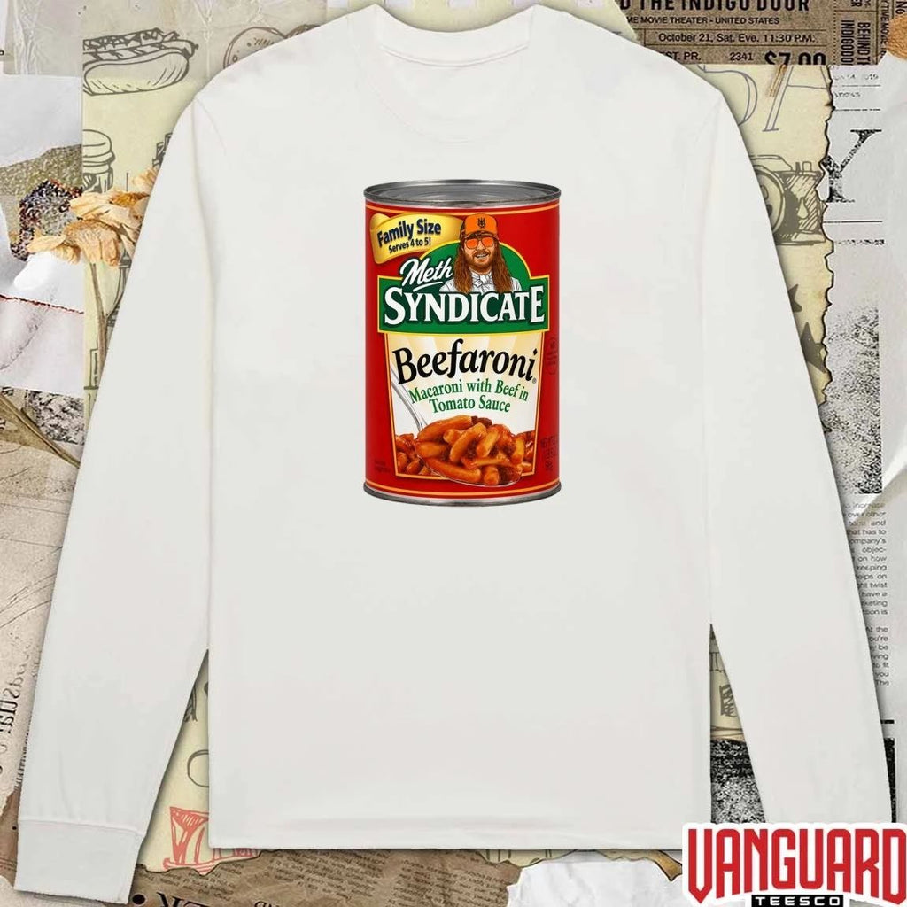 2026 Meth SYNDICATE Beefaroni Macaroni With Beef In Tomato Sauce t-shirt
