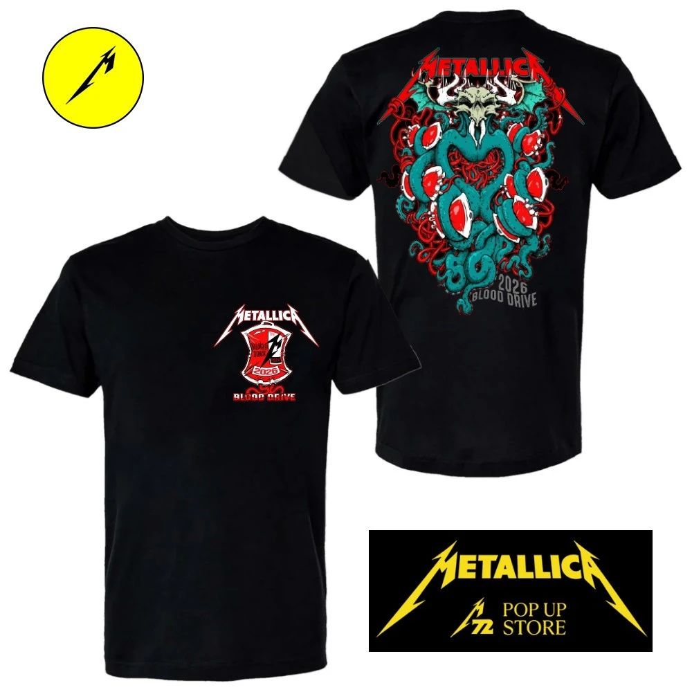 Metallica Red Cross Blood Drive M72 World Tour Europe Blood Ktulu Two Sided T-Shirt