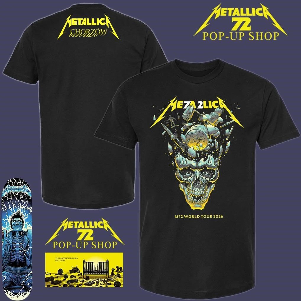 Metallica M72 Chorzów 2026 Shattered Clock Skull T-Shirt