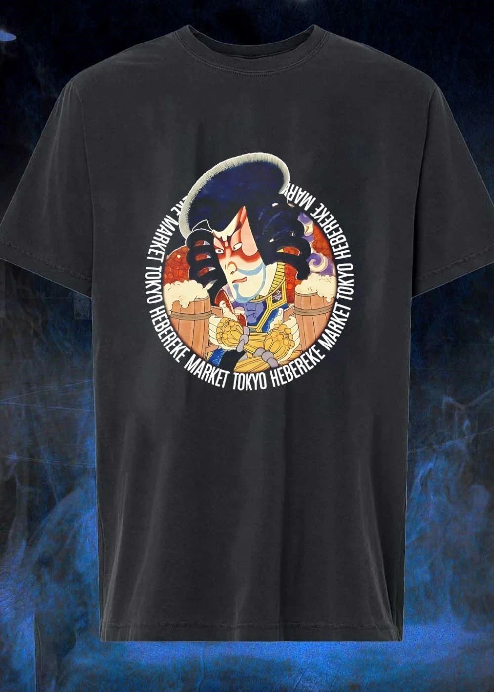 Kabuki Warrior Drinking Beer Hebereke Market Tokyo T-Shirt