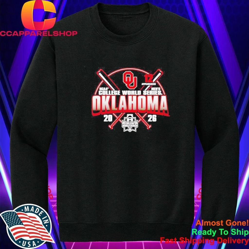 Oklahoma Sooners crossed bats 12 appearances NCAA Mens College World Series 2026 Shirt