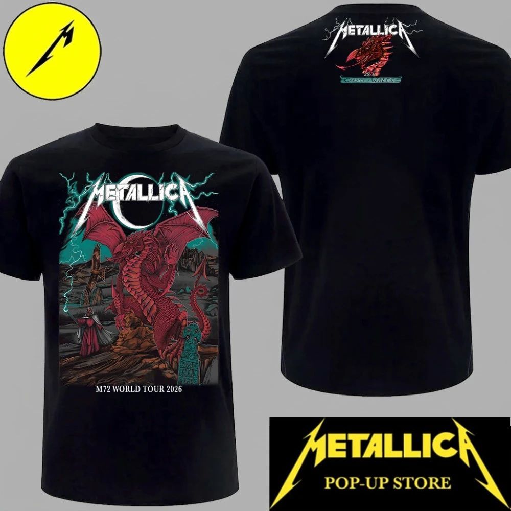 Metallica M72 Cardiff 2026 Red Dragon Two Sides Graphic Shirt Wales Tour