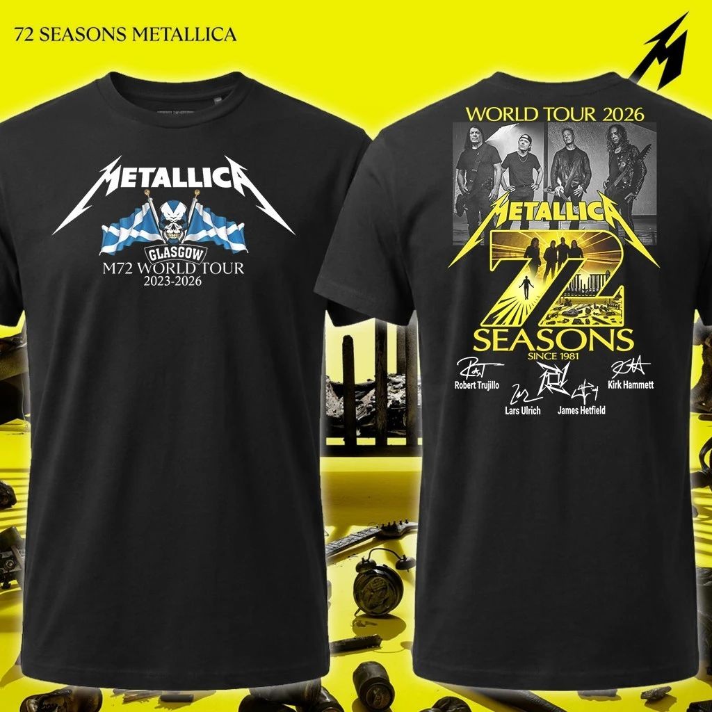 Metallica Pop-Up Shop Glasgow M72 World Tour 2023-2026 Band Members Signatures T-Shirt