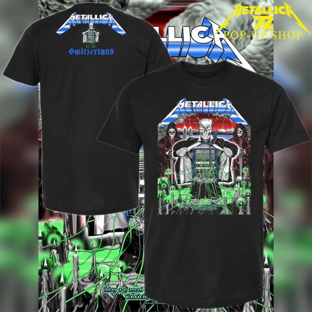 Metallica M72 Zurich 2026 Stadion Letzigrund Art By Luca Schenardi Pop-Up Shop T-Shirt