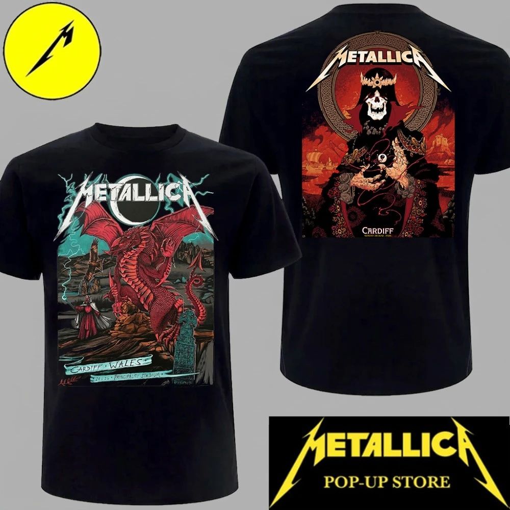 Metallica M72 Tour Celtic Skull King combine Red Dragon Two-Sided Collector’s Tee