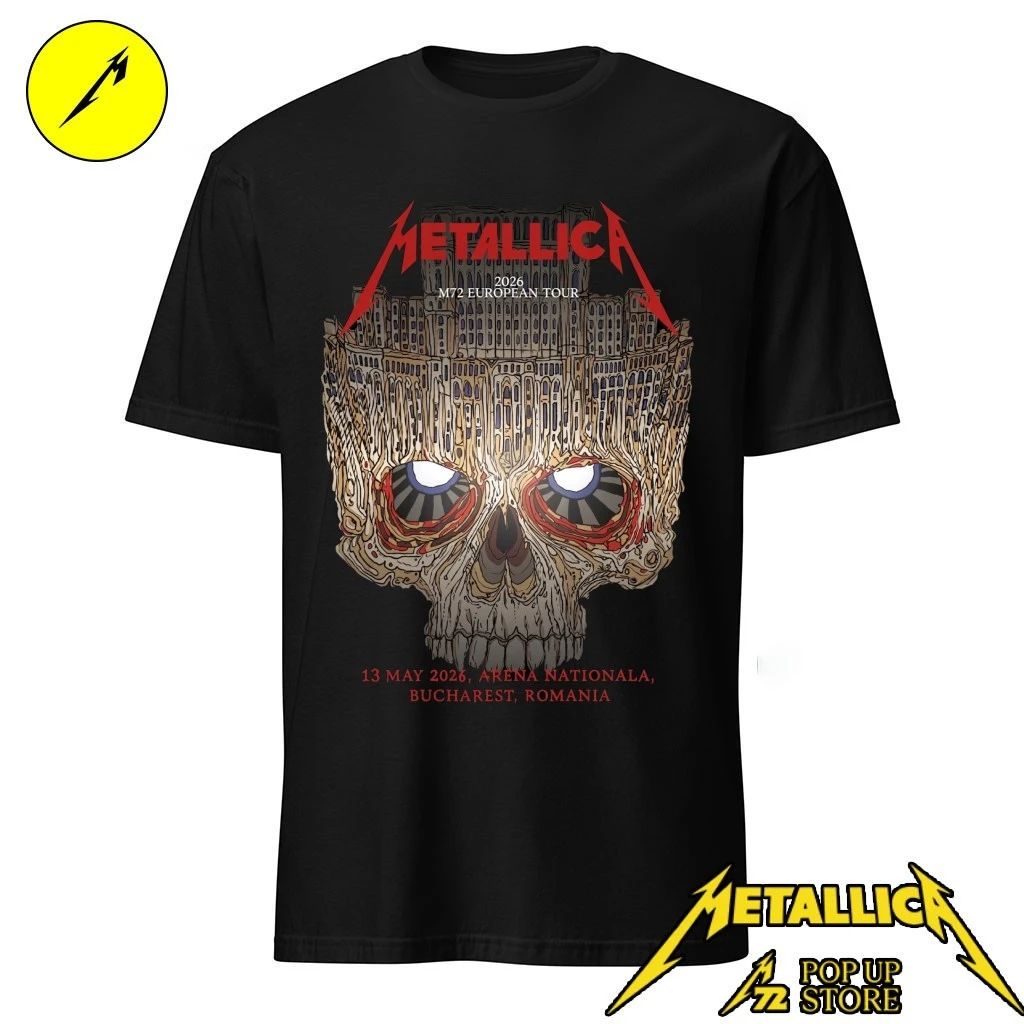 Metallica 2026 M72 European Tour May 13, 2026 Arena nationala, Bucharest , Romania Palace Of Parliament Skull Art Shirt