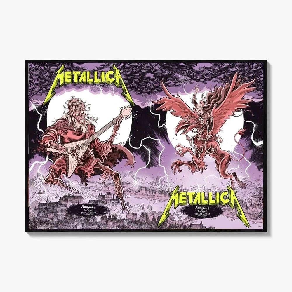 Metallica M72 Budapest 2026 Poster – Night 1 and 2 , June 11and 13 at Puskás Aréna Hungary – Artwork by Mark Laszlo