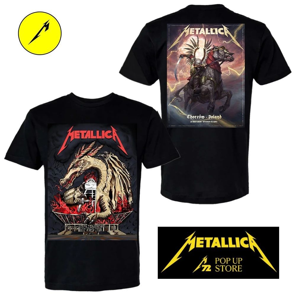 Metallica M72 Chorzow 2026 Stadion Slaski Poland May 19th Limited Pop Up Unisex Two Sided Shirt