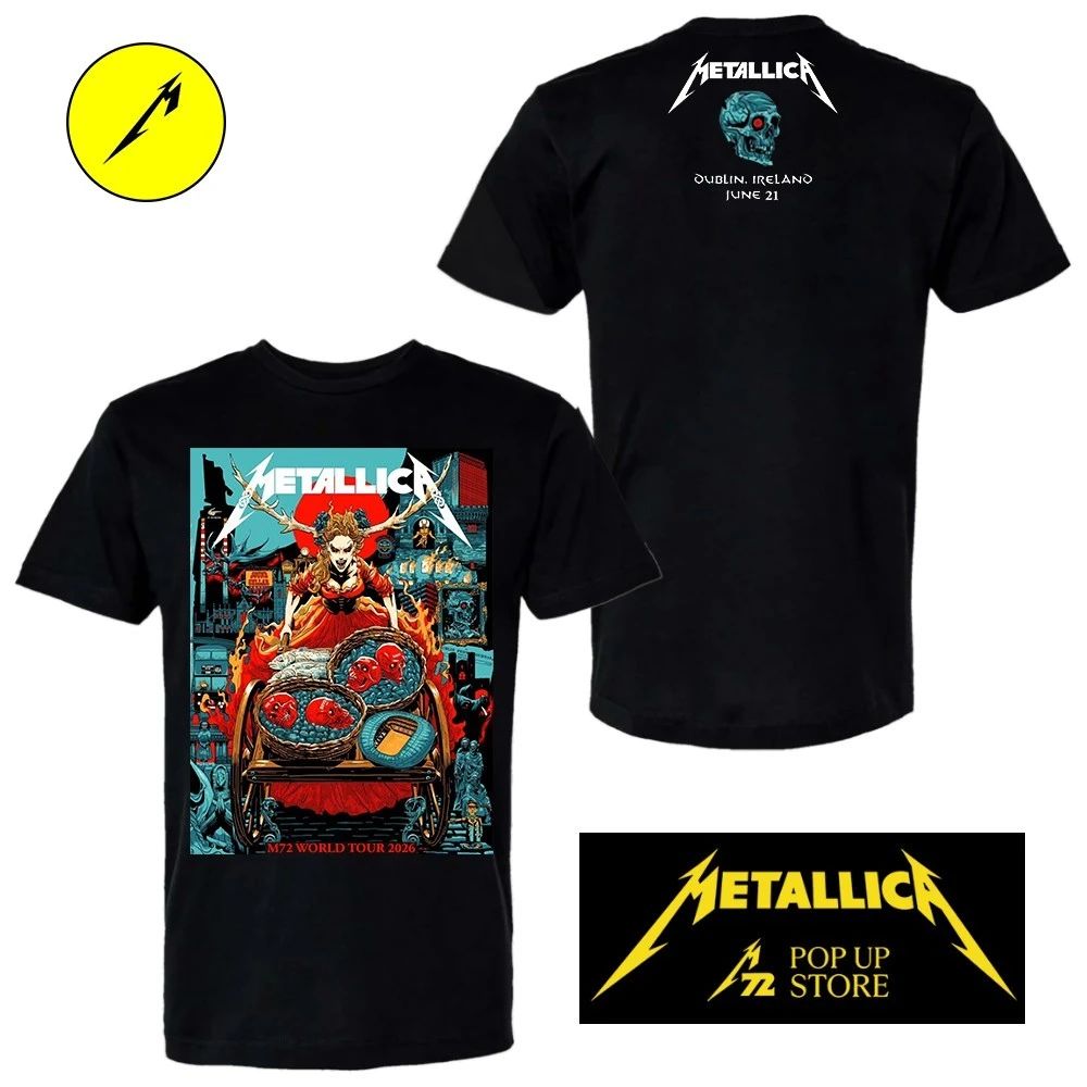 Metallica M72 Dublin Ireland Night 2 Double-Sided T-Shirt – June 21 at Aviva Stadium – Setlist Back Print