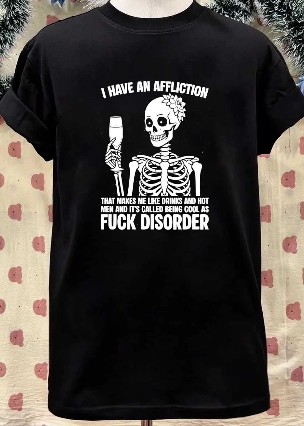 Cool As Fuck Disorder Skeleton Drinks Hot Men T-Shirt