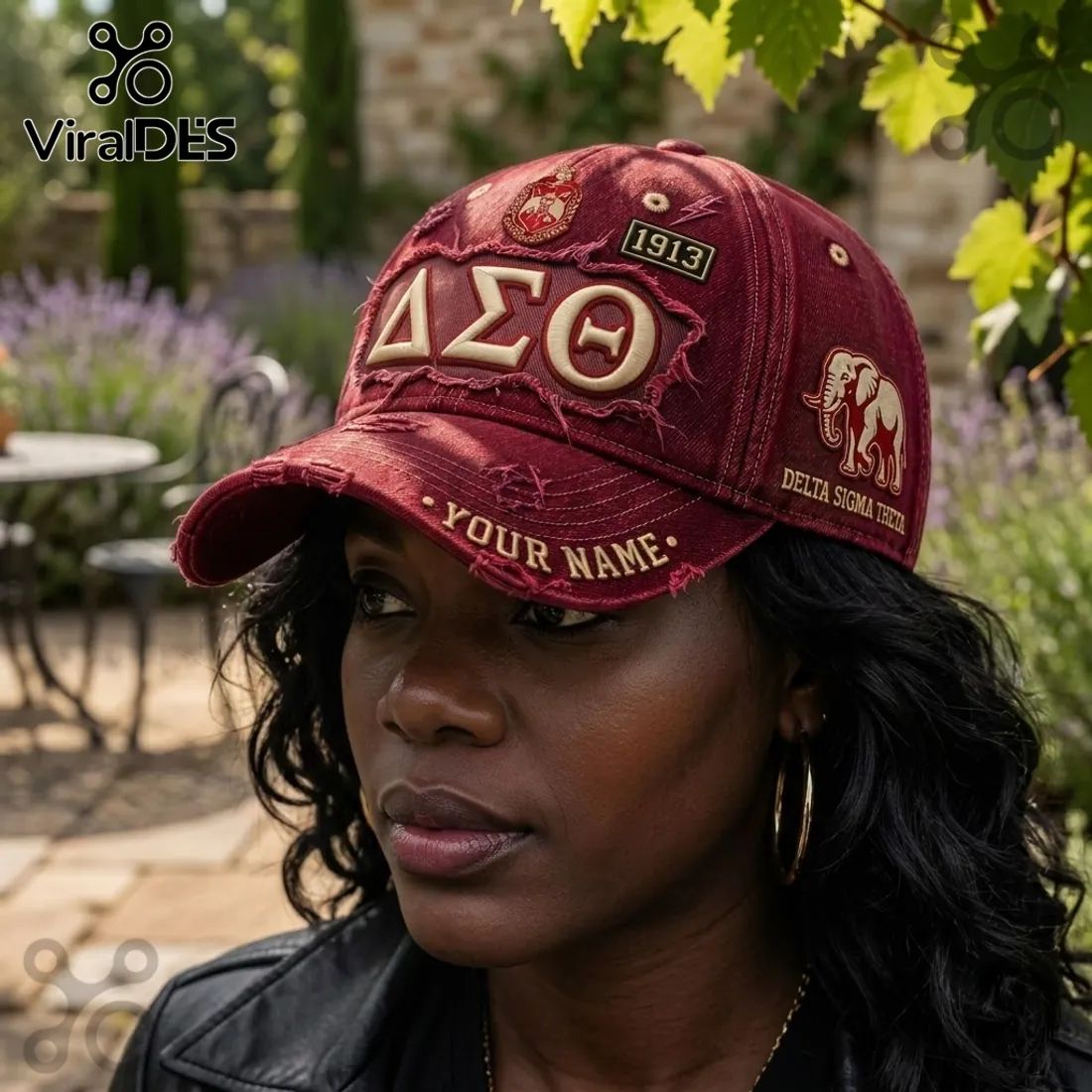 Delta Sigma Theta Red Distressed Baseball Cap