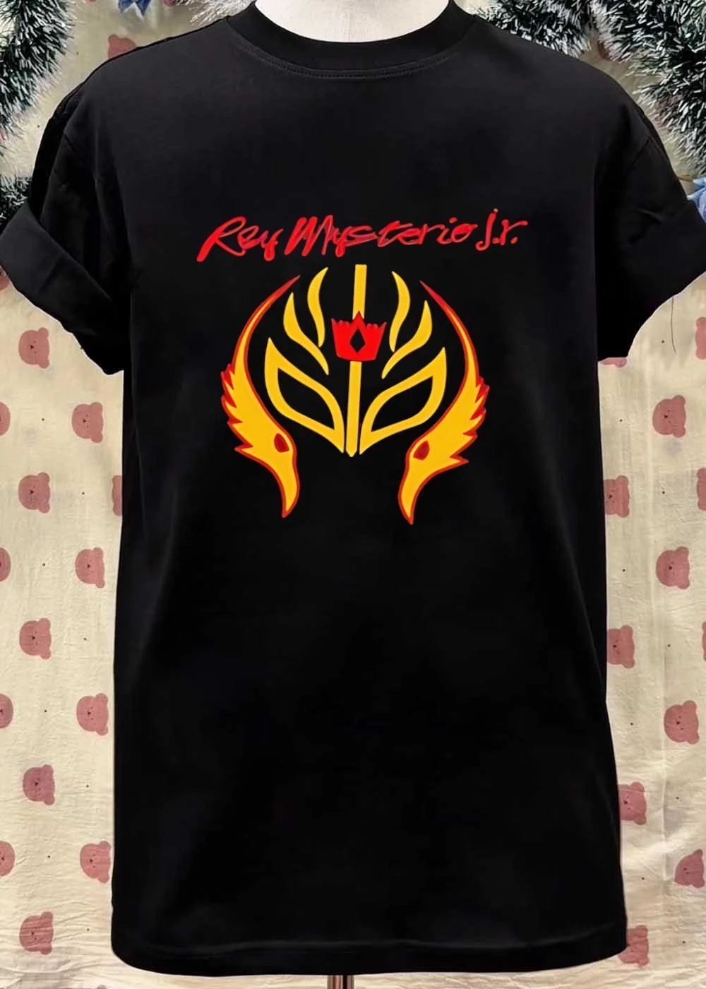 Rey Mysterio Jr. Lucha Libre Wrestler Mask Logo Black T-Shirt