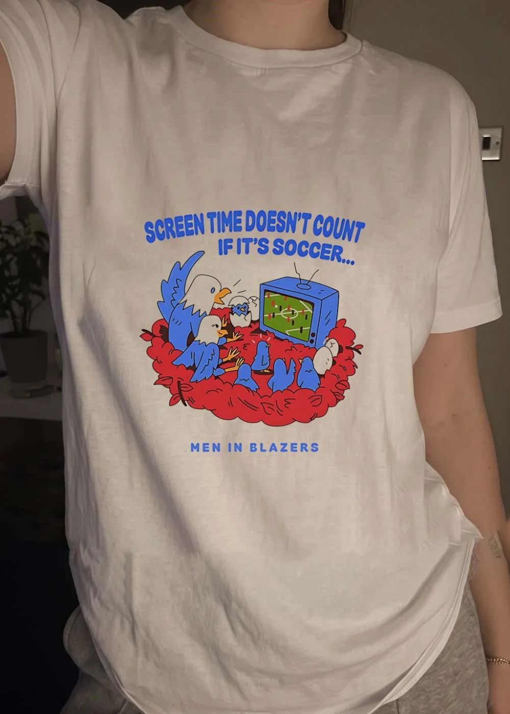 Men in Blazers Eagle Family Watching Soccer Screen Time Does Not Count T-Shirt