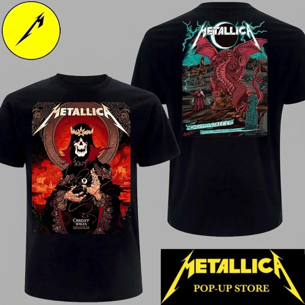 Metallica M72 Event Tee Red Dragon & Celtic Skull King Design Cardiff 2026